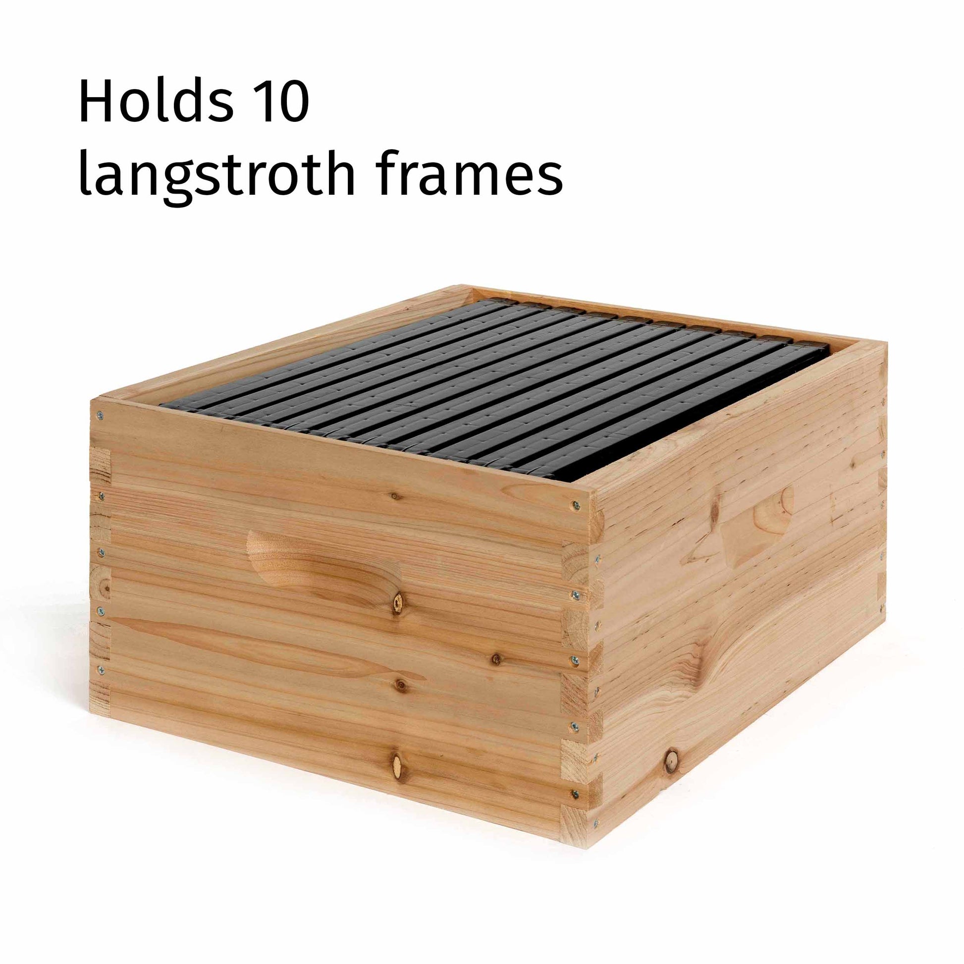 langstroth wooden bee hive brood box for 10 frames showing 10 plastic frames for sale