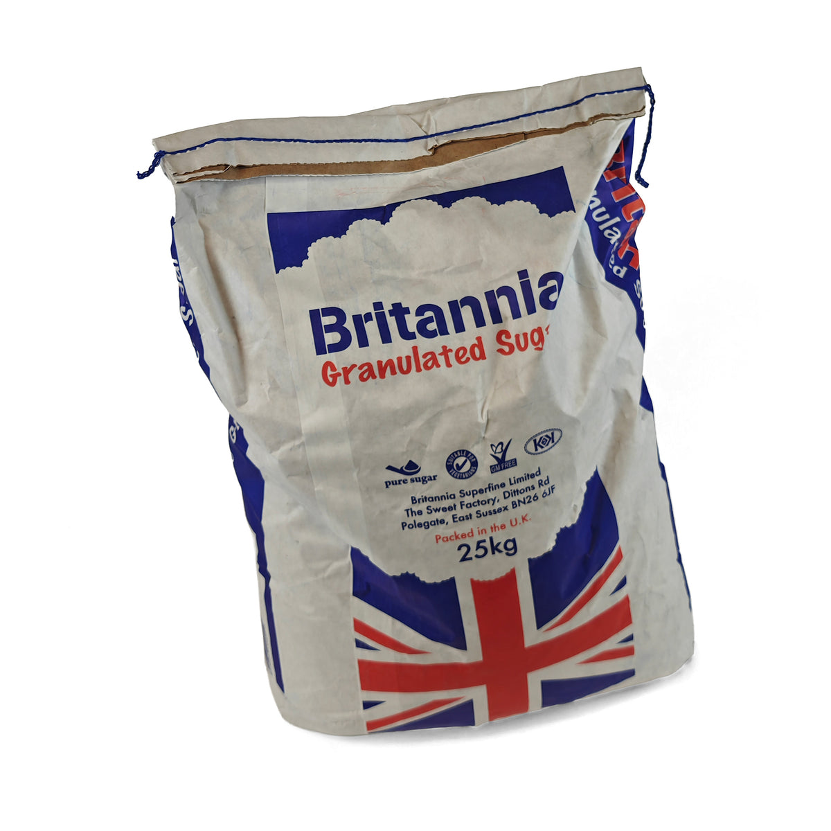 25kg sugar bag for bee feed showing the stitched top